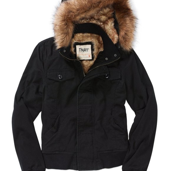 W/ FUR: Aritzia Maverick Camel Canvas Bomber Parka - Picture 2 of 7
